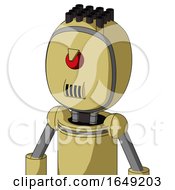 Poster, Art Print Of Yellow Droid With Bubble Head And Speakers Mouth And Angry Cyclops And Pipe Hair