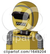 Poster, Art Print Of Yellow Droid With Bubble Head And Square Mouth And Black Visor Eye