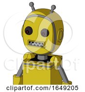 Poster, Art Print Of Yellow Droid With Bubble Head And Square Mouth And Red Eyed And Double Antenna
