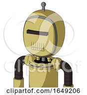 Poster, Art Print Of Yellow Droid With Bubble Head And Toothy Mouth And Black Visor Cyclops And Single Antenna