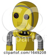Poster, Art Print Of Yellow Droid With Bubble Head And Toothy Mouth And Red Eyed