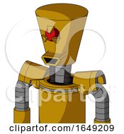 Poster, Art Print Of Yellow Droid With Cylinder-Conic Head And Happy Mouth And Angry Cyclops Eye