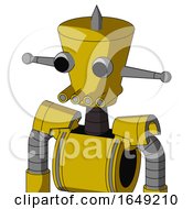 Poster, Art Print Of Yellow Droid With Cylinder-Conic Head And Pipes Mouth And Two Eyes And Spike Tip
