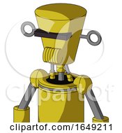 Poster, Art Print Of Yellow Droid With Cylinder-Conic Head And Speakers Mouth And Black Visor Cyclops