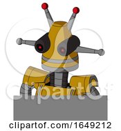 Yellow Droid With Cone Head And Black Glowing Red Eyes And Double Led Antenna