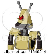 Yellow Droid With Cone Head And Keyboard Mouth And Angry Cyclops Eye And Double Antenna