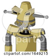 Yellow Droid With Cone Head And Pipes Mouth And Angry Eyes
