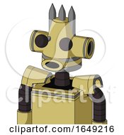 Poster, Art Print Of Yellow Droid With Cone Head And Round Mouth And Two Eyes And Three Spiked