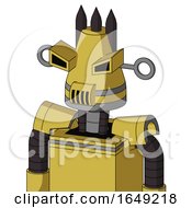 Yellow Droid With Cone Head And Speakers Mouth And Angry Eyes And Three Dark Spikes