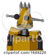 Poster, Art Print Of Yellow Droid With Cone Head And Speakers Mouth And Two Eyes And Three Spiked