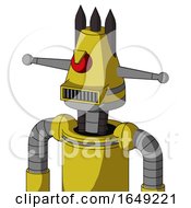 Poster, Art Print Of Yellow Droid With Cone Head And Square Mouth And Angry Cyclops And Three Dark Spikes