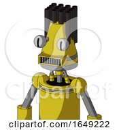 Poster, Art Print Of Yellow Droid With Cone Head And Square Mouth And Two Eyes And Pipe Hair