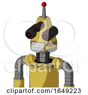 Poster, Art Print Of Yellow Droid With Cone Head And Teeth Mouth And Three-Eyed And Single Led Antenna