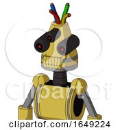 Poster, Art Print Of Yellow Droid With Cone Head And Toothy Mouth And Three-Eyed And Wire Hair