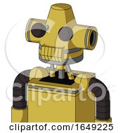 Yellow Droid With Cone Head And Toothy Mouth And Two Eyes