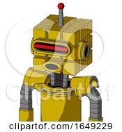Poster, Art Print Of Yellow Droid With Cube Head And Round Mouth And Visor Eye And Single Led Antenna