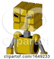 Poster, Art Print Of Yellow Droid With Cube Head And Speakers Mouth And Angry Eyes