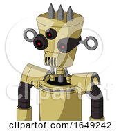 Poster, Art Print Of Yellow Droid With Cylinder-Conic Head And Speakers Mouth And Three-Eyed And Three Spiked