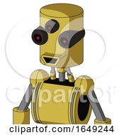 Yellow Droid With Cylinder Head And Happy Mouth And Three Eyed