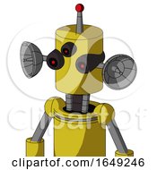 Yellow Droid With Cylinder Head And Three Eyed And Single Led Antenna