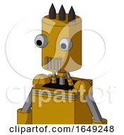 Poster, Art Print Of Yellow Droid With Cylinder Head And Vent Mouth And Two Eyes And Three Dark Spikes