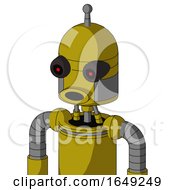 Poster, Art Print Of Yellow Automaton With Dome Head And Round Mouth And Black Glowing Red Eyes And Single Antenna