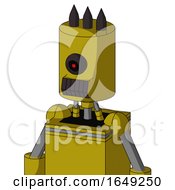 Poster, Art Print Of Yellow Automaton With Cylinder Head And Dark Tooth Mouth And Black Cyclops Eye And Three Dark Spikes