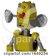 Poster, Art Print Of Yellow Automaton With Dome Head And Happy Mouth And Angry Cyclops Eye