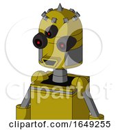 Yellow Automaton With Dome Head And Happy Mouth And Three-Eyed And Spike Tip