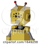 Poster, Art Print Of Yellow Droid With Box Head And Vent Mouth And Bug Eyes And Double Led Antenna