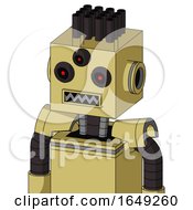 Poster, Art Print Of Yellow Droid With Box Head And Square Mouth And Three-Eyed And Pipe Hair