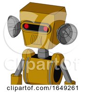 Poster, Art Print Of Yellow Droid With Box Head And Speakers Mouth And Visor Eye