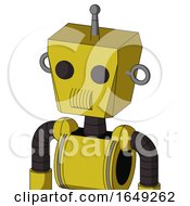 Poster, Art Print Of Yellow Droid With Box Head And Speakers Mouth And Two Eyes And Single Antenna