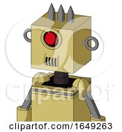 Poster, Art Print Of Yellow Droid With Box Head And Speakers Mouth And Cyclops Eye And Three Spiked