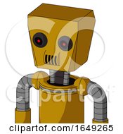Poster, Art Print Of Yellow Droid With Box Head And Speakers Mouth And Black Glowing Red Eyes