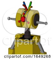 Poster, Art Print Of Yellow Automaton With Multi-Toroid Head And Cyclops Compound Eyes And Wire Hair