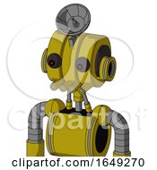 Yellow Automaton With Multi Toroid Head And Pipes Mouth And Red Eyed And Radar Dish Hat