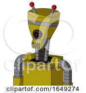 Poster, Art Print Of Yellow Automaton With Vase Head And Speakers Mouth And Black Cyclops Eye And Double Led Antenna