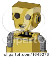 Poster, Art Print Of Yellow Droid With Box Head And Happy Mouth And Two Eyes