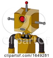 Poster, Art Print Of Yellow Droid With Box Head And Round Mouth And Cyclops Eye And Single Led Antenna