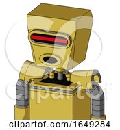 Poster, Art Print Of Yellow Droid With Box Head And Round Mouth And Visor Eye