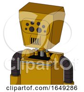 Poster, Art Print Of Yellow Droid With Box Head And Speakers Mouth And Bug Eyes