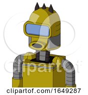 Poster, Art Print Of Yellow Automaton With Dome Head And Round Mouth And Large Blue Visor Eye And Three Dark Spikes