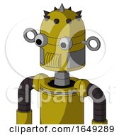 Yellow Automaton With Dome Head And Speakers Mouth And Two Eyes And Spike Tip