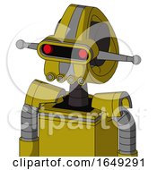 Yellow Automaton With Droid Head And Pipes Mouth And Visor Eye