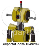 Poster, Art Print Of Yellow Automaton With Multi-Toroid Head And Black Cyclops Eye And Single Led Antenna