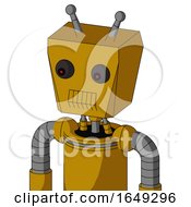 Poster, Art Print Of Yellow Droid With Box Head And Toothy Mouth And Red Eyed And Double Antenna