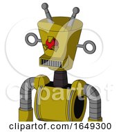 Yellow Automaton With Cylinder Conic Head And Square Mouth And Angry Cyclops Eye And Double Antenna