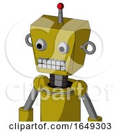 Poster, Art Print Of Yellow Automaton With Box Head And Keyboard Mouth And Two Eyes And Single Led Antenna