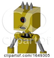 Yellow Automaton With Box Head And Round Mouth And Black Cyclops Eye And Three Spiked